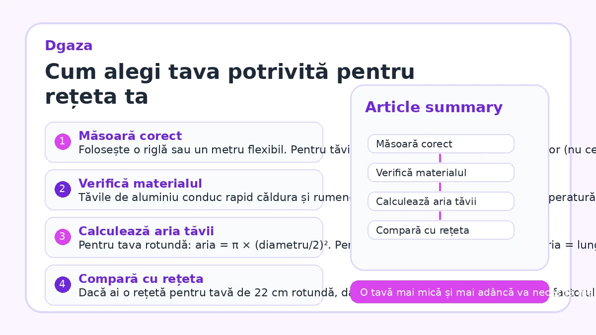 Cum alegi tava potrivită pentru rețeta ta