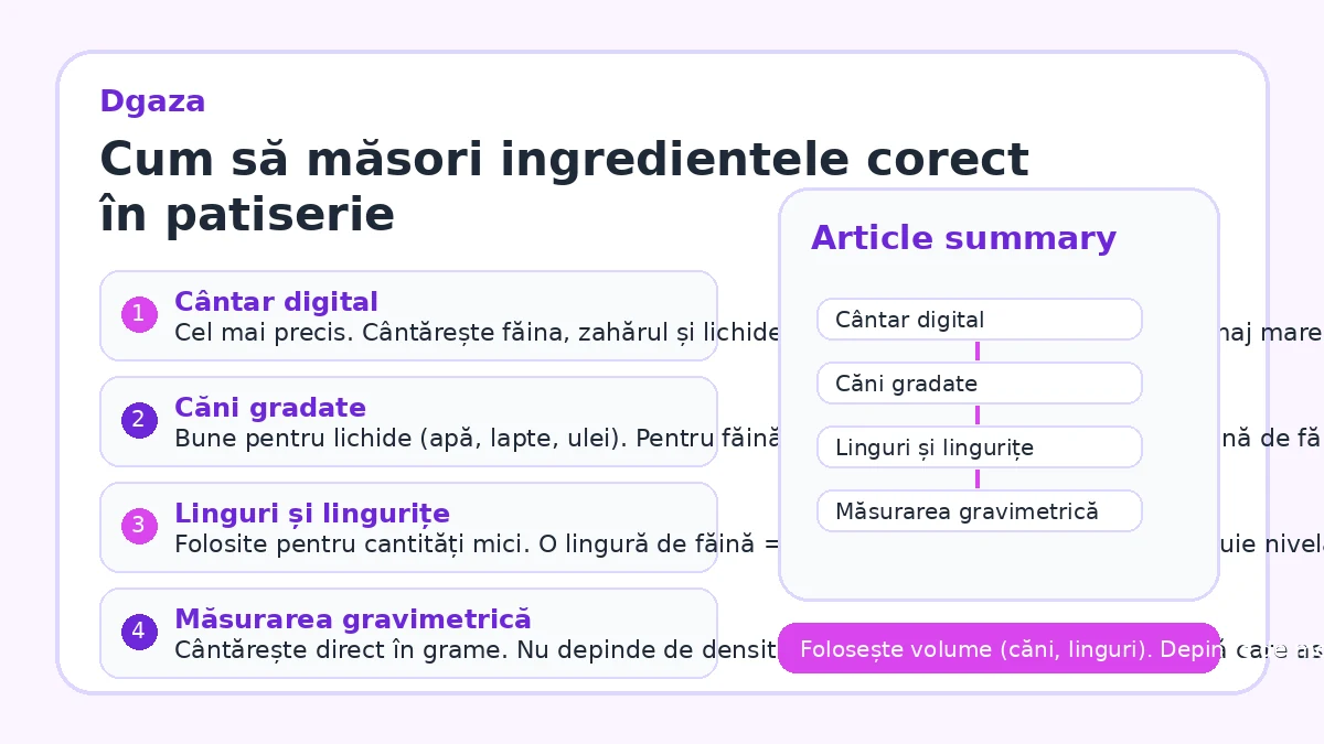 Cum să măsori ingredientele corect în patiserie