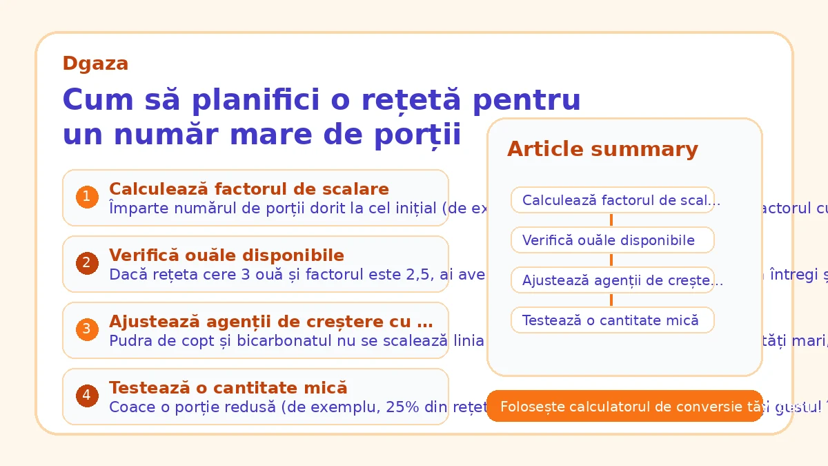 Cum să planifici o rețetă pentru un număr mare de porții