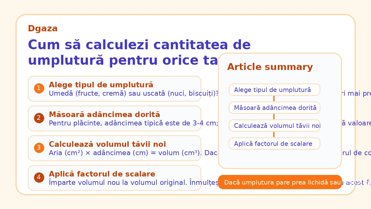 Cum să calculezi cantitatea de umplutură pentru orice tavă