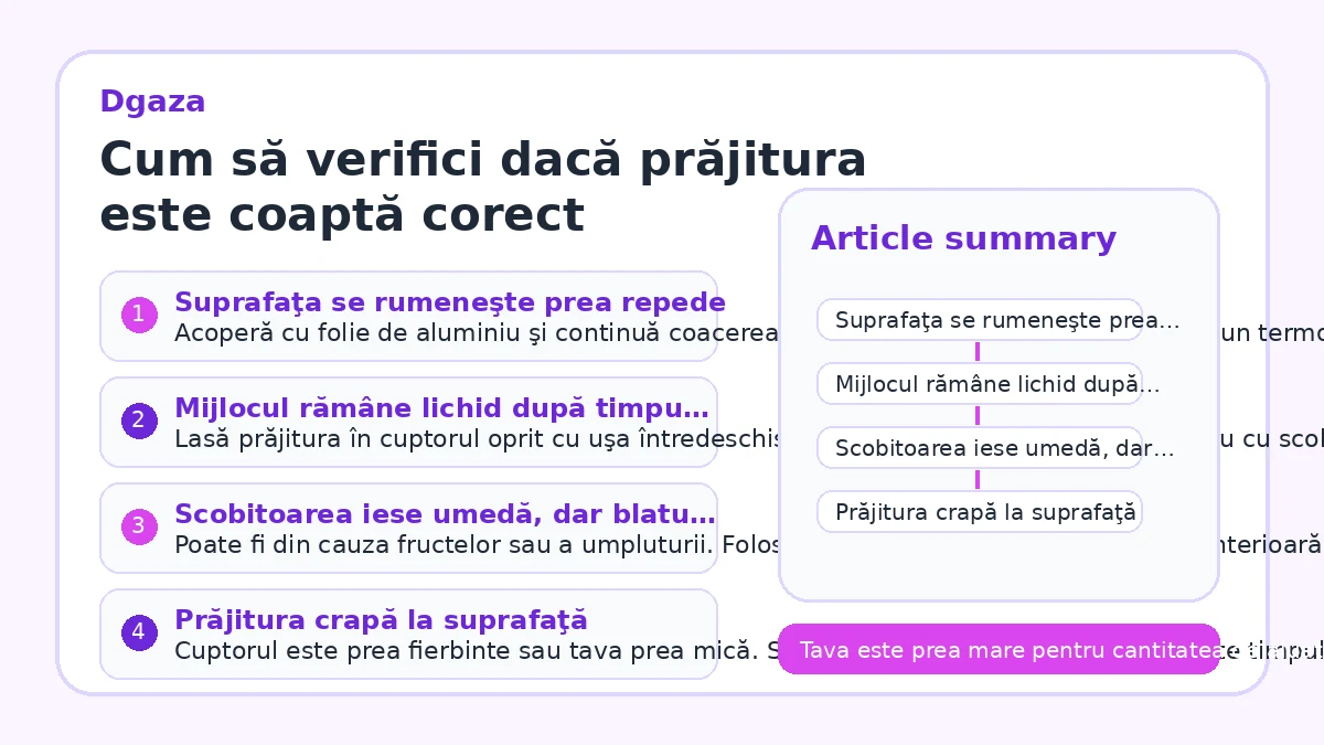 Cum să verifici dacă prăjitura este coaptă corect